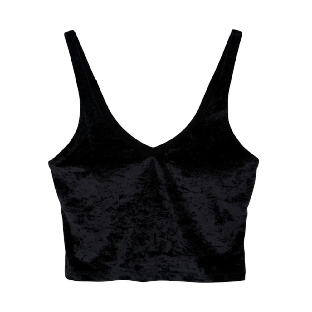 Lululemon Align Tank Top Womens 4 Black Crushed Velvet Cropped V-Neck